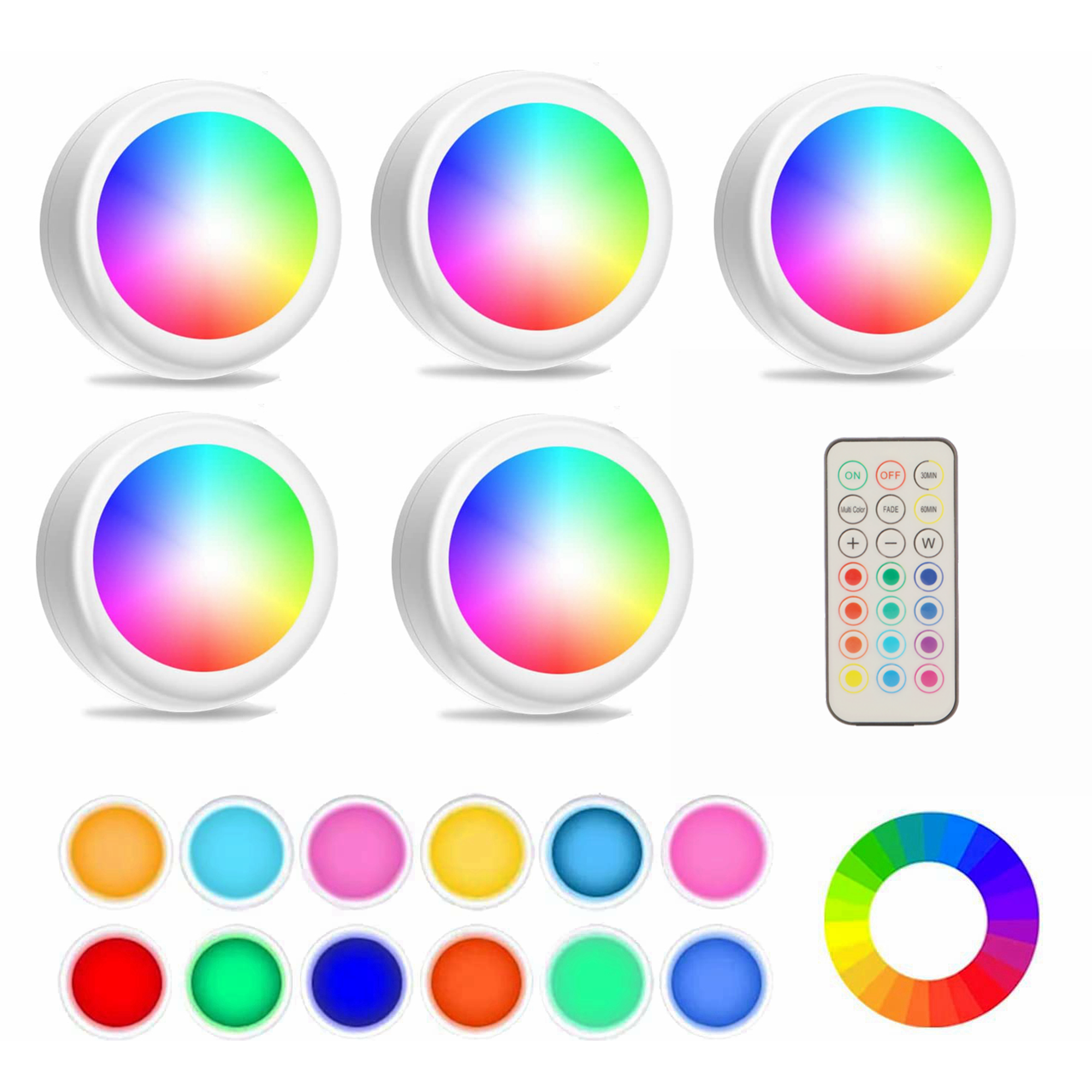 Puck Lights, 13 Colors Changeable LED Puck lightings Battery Powered