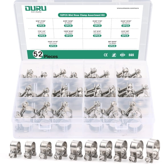 Kit surtido de abrazaderas de línea de combustible OURU 304 de acero inoxidable