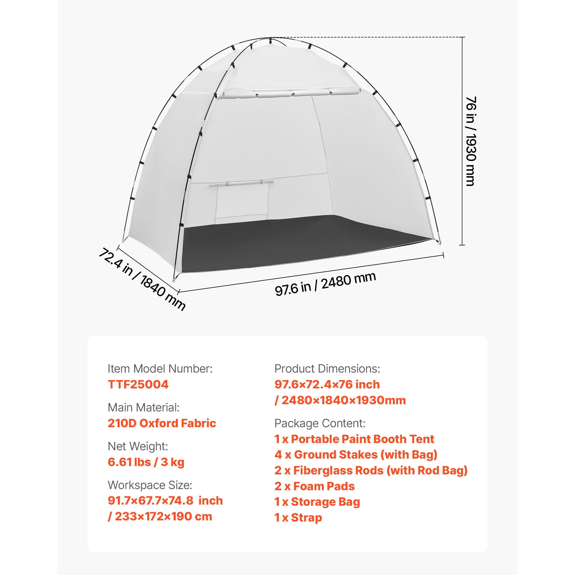 Olurrisa Portable Paint Booth Tent: 91.7 x 67.7 x 74.8 in Spray Shelter with Built-in Floor & Mesh Windows, Large Oxford Painting Tent for Cupboard, Chairs, Tables