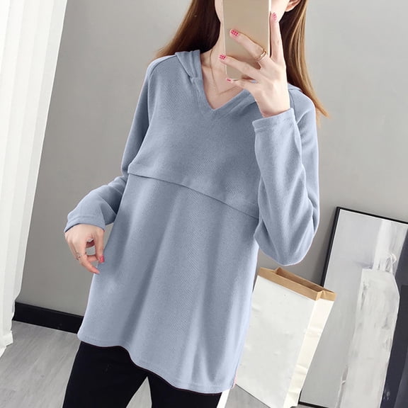 Wancir Women's Nursing Hoodie Sweatshirt Long Sleeves Breastfeeding Maternity Tops Casual Clothes