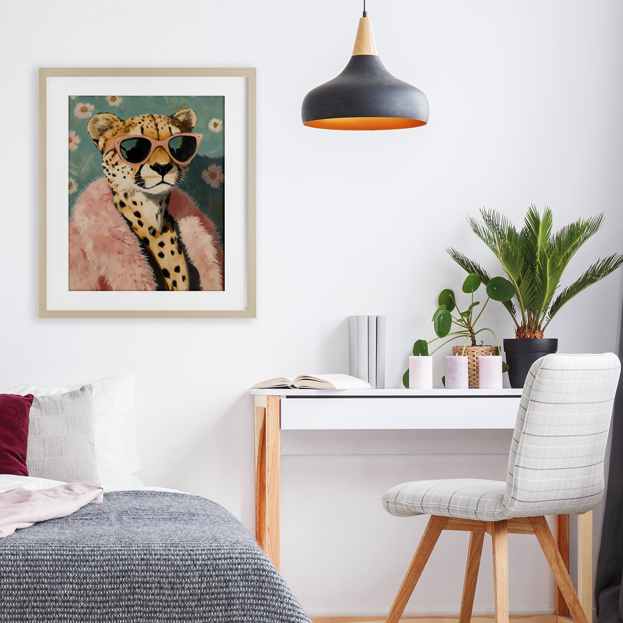 Stupell Industries Glam Cheetah in Pink Fur Birch Framed Print Under Glass, design by The Prints Vibe