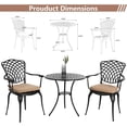 thumbnail image 2 of Bistro Set 3 Piece Rustproof Cast Aluminum Patio Furniture Set with 2 White Chairs and 1 Table for Outdoor Garden Balcony, 2 of 7