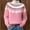 001 Pink, variant on Womens Pullover Vintage Printed Sweaters Fall Winter Casual Loose Long Sleeve Turtleneck Knitted Sweaters Tops