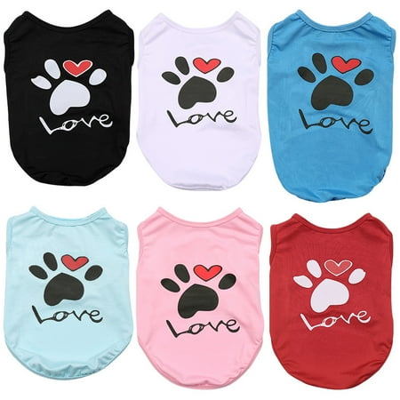 Spring Summer Pet Dog Cotton Vest Breathable Printed Teddy Bear Cat Clothes