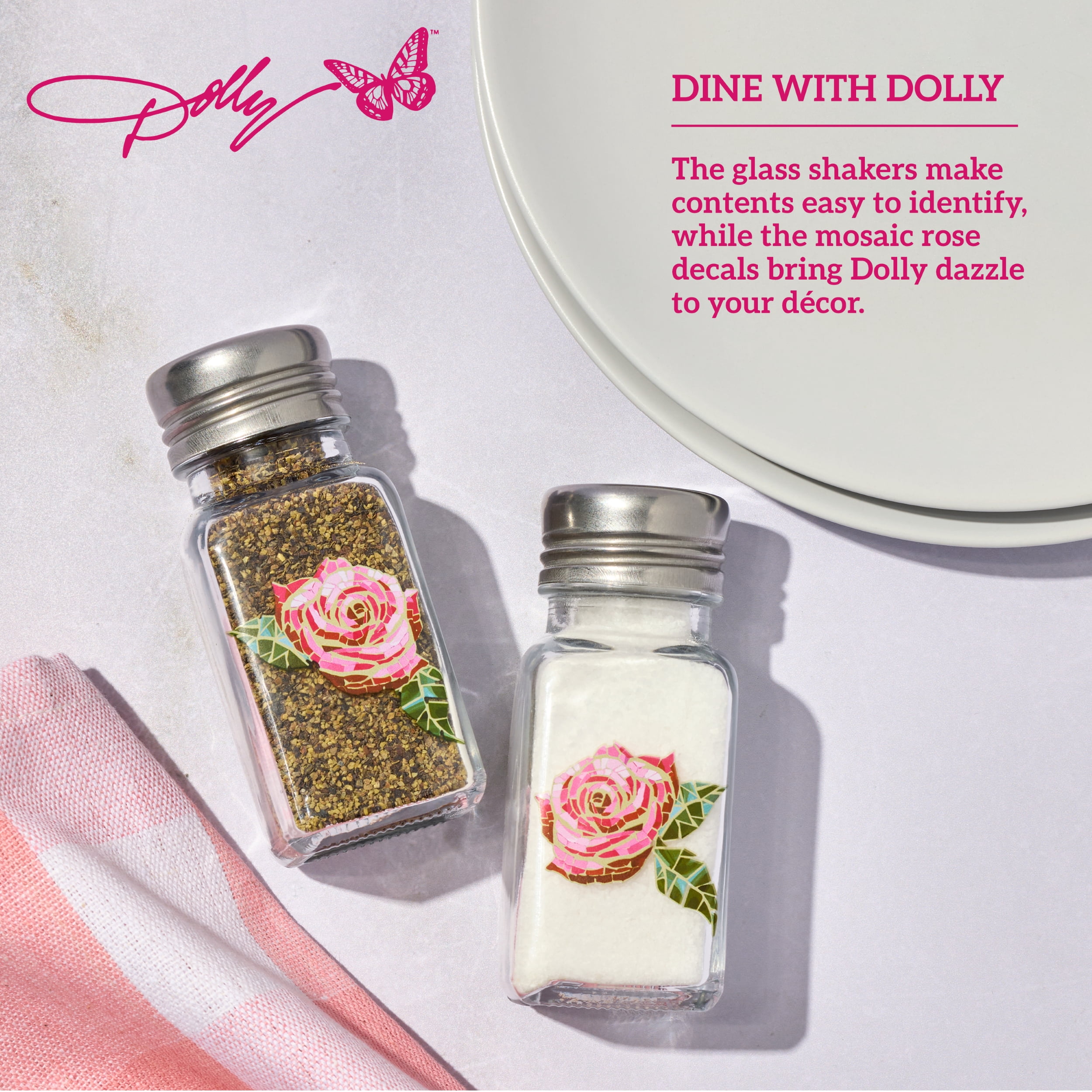 Dolly Parton Glass Blush Salt and Pepper Shakers