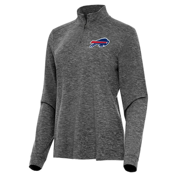 Women's Antigua  Heather Black Buffalo Bills Mentor Quarter-Zip Jacket