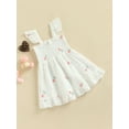 thumbnail image 3 of Qmyliery Toddler Baby Girl Fly Sleeve Dress, Flower Embroidered Pattern Hollow Ruched A-Line Dress for Summer, 3 of 8
