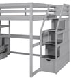 thumbnail image 6 of EUROCO Modern Full Size Loft Bed with Storage Shelves and Built-in Desk, Staircase and Cabinets, Gray, 6 of 15