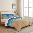thumbnail image 5 of Full Quilt Set 78''x90'', Blue Ombre Coastal Lightweight Bedspread Coverlet Set with 2 Pillow Shams, Summer Nautical Beach Ocean Seaside Breathable All Season Quilt Bedding for Bedroom/Guest Room, 5 of 9