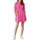 thumbnail image 2 of Vestido de camisa para mujer INSPIRE CHIC con mangas 3/4, botones, mini vestido en fucsia, talla M, 2 of 7