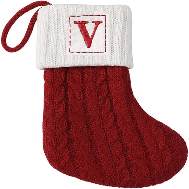 Medias navideñas personalizadas con letras del alfabeto inicial de 7 pulgadas, 26 medias suaves para decorar fiestas familiares.