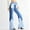 Blue, variant on Jacenvly New Denim Pants for Women Long Pants Trendy Color Block Elastic Waisted Flare Jeans Mid Waist Breathable Elastic Waisted Pocket Tie Front Light Blue L