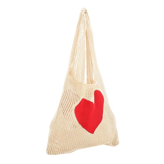 ETEREAUTY Lightweight Beige Mesh Grocery Bag Foldable Tote for Shopping, Travel, and Everyday Storage Use