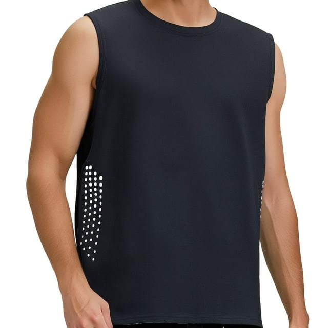 Summer Men's Sleeveless Ice Silk Sports Vest - Loose Fit Running Gym Workout Top