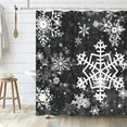thumbnail image 2 of Merry Christmas Snowflake Shower Curtain Set, Happy Holiday Winter Black White Bathroom Decorative Winter Waterproof Fabric 72x72 Inch with 12 Hooks, 2 of 6