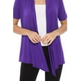 thumbnail image 5 of MOA COLLECTION Women's Casual Solid Short Sleeve Basic Open Draped Front Cardigan Office Wear, 5 of 5