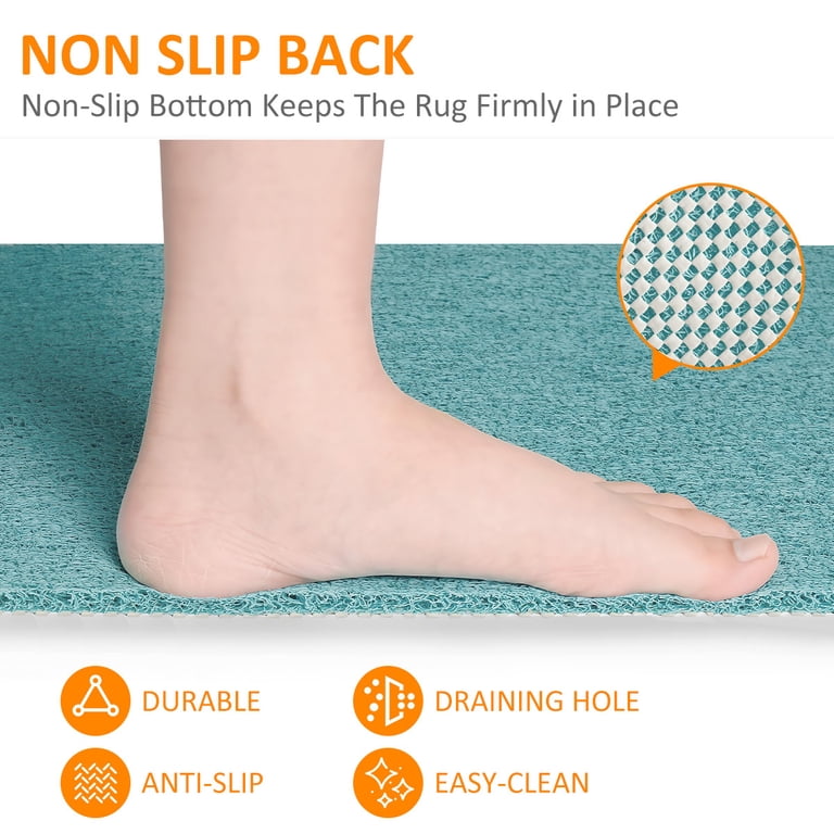 GPED 17.7x30 Non-Slip Bath Mat with Drain Holes, Blue photo 3