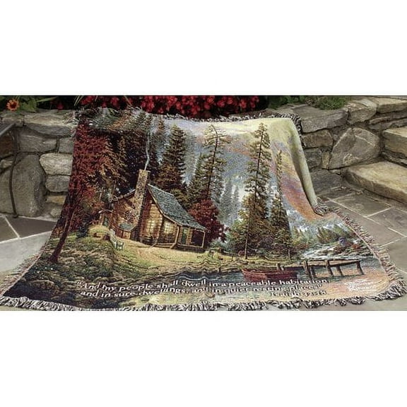 Manual Woodworkers and Weavers ATPERV A Peaceful Retreat Tapestry Throw Blanket Fashionable Jacquard Woven 60 X 50 in.