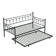 thumbnail image 4 of Newest Modern Metal Daybed with Pull Out Trundle Bed, Twin Size Frame, Black, 4 of 9