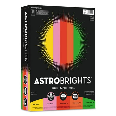 Astrobrights Color Paper -"Vintage" Assortment, 24lb, 8 1/2 x 11, 5 Colors, 500 Sheets -WAU21224
