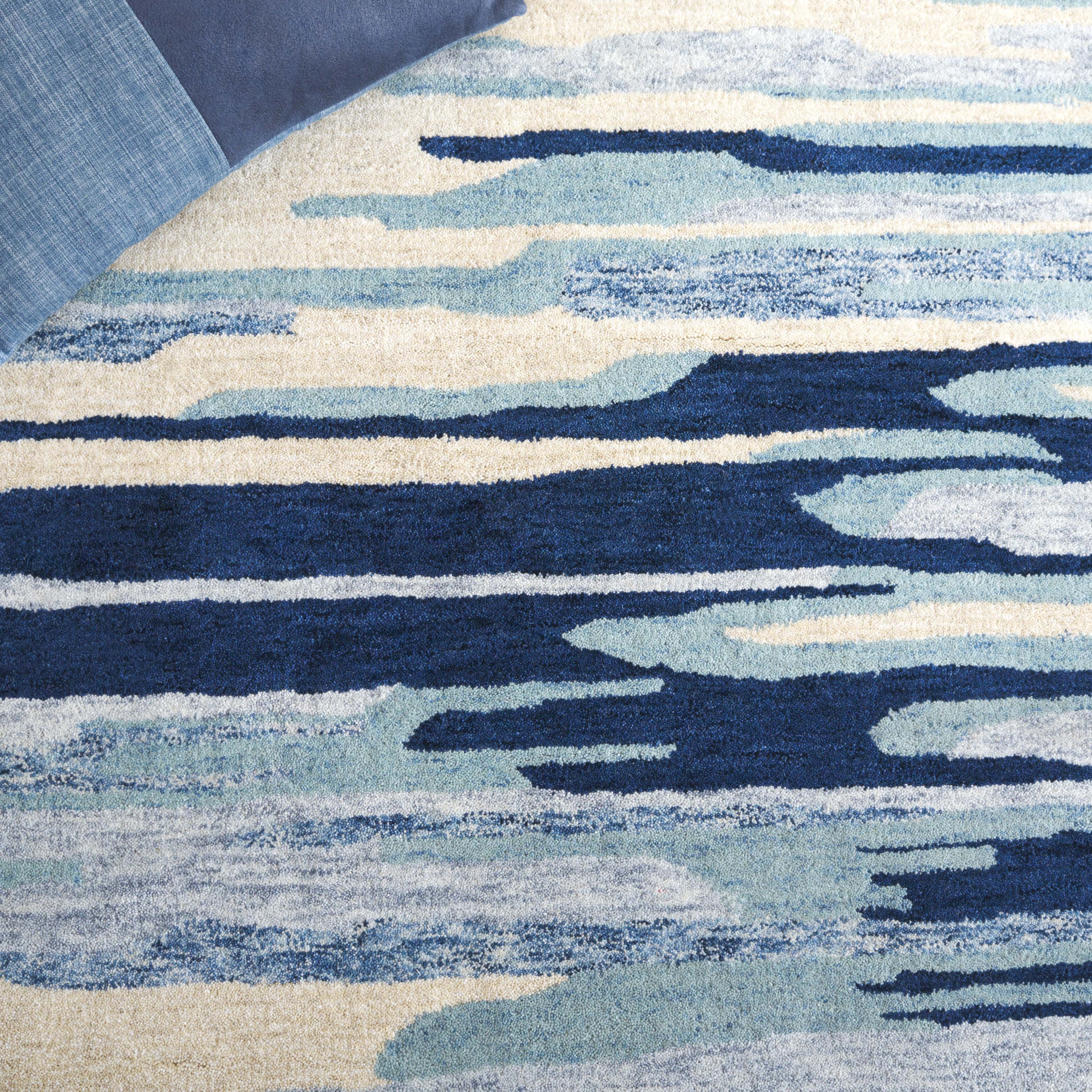SAFAVIEH Bellagio Jannah Abstract Area Rug, Blue/Ivory, 6' x 6' Round