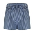 thumbnail image 5 of Ofertas Flash! lcziwo Womens Striped Shorts Drawstring Elastic Waisted Wide Leg Shorts Baggy Comfy Casual Summer Beach Shorts Blue M, 5 of 8