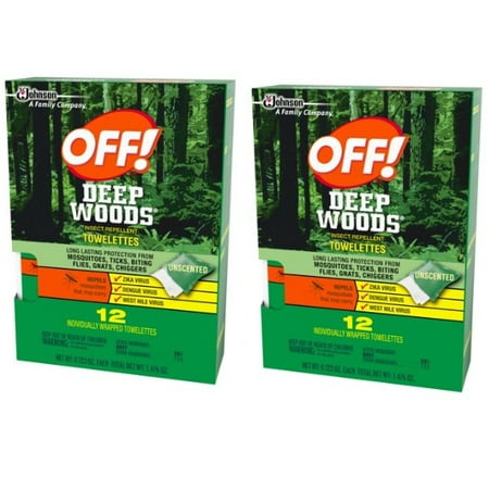 - (2 pack) Off! Deep Woods Insect Repellent Towelettes 12ea