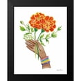 thumbnail image 2 of Zaman, Farida 20x24 Black Modern Framed Museum Art Print Titled - Floral Hand I No Design Tan, 2 of 5