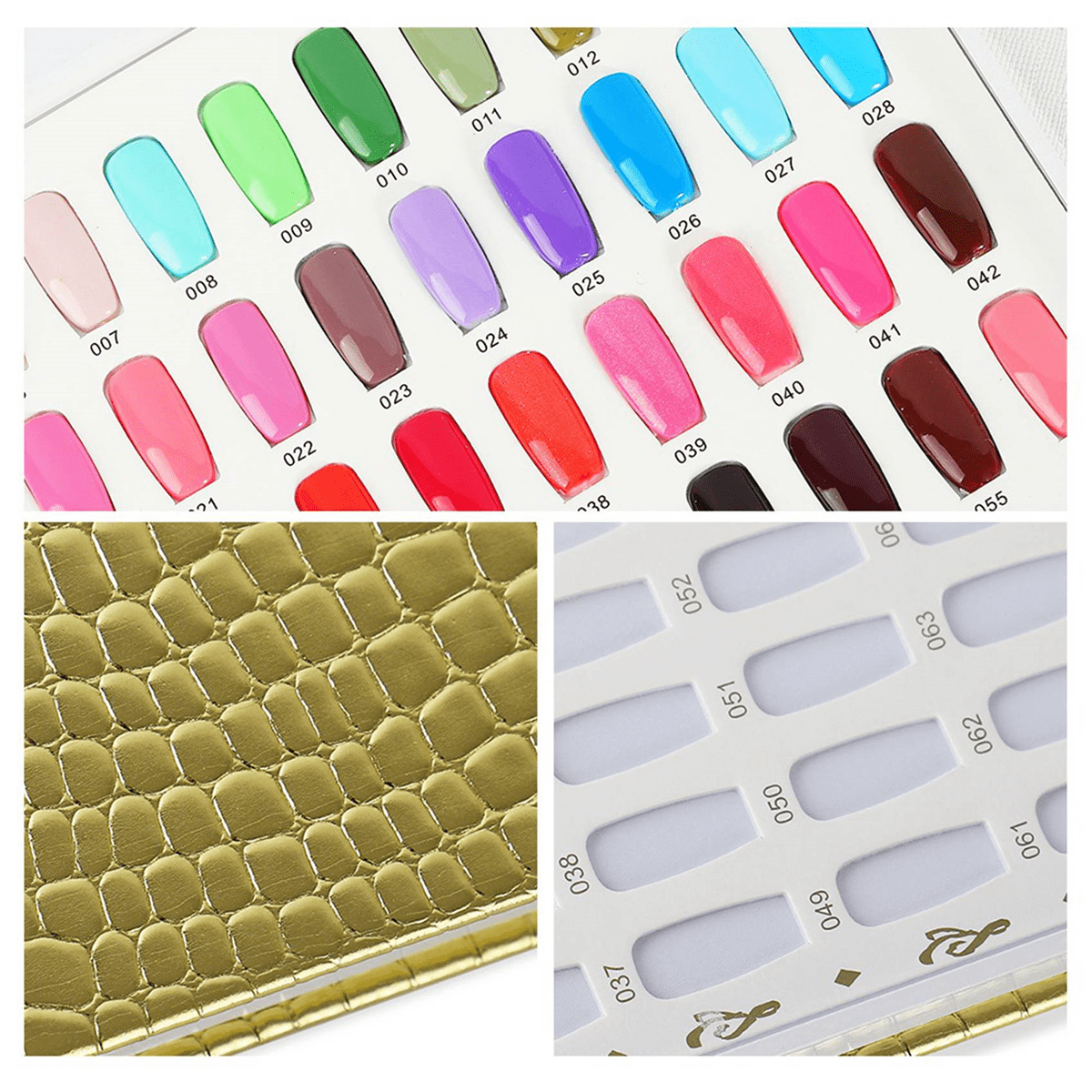 4X 216 Colors Nail Tips Display Book DIY Nail Art Showing Shelf Gel Color Card Chart Painting Display Board Black
