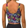 thumbnail image 4 of Picia Retro Cassette Music Sports Bra for Women,Padded Strappy Sports Bras Medium Support Yoga Bra with Removable Cups,Running Yoga Bra-Medium, 4 of 9