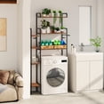 thumbnail image 3 of Over The Toilet Storage Shelf, 3-Tier Bathroom Organizers and Storage Cabinet, Bathroom Shelf with Hooks Bathroom Storage Rack - Over The Toilet Storage Cabinet with Adjustable Shelf 2 Baskets, Brown, 3 of 8
