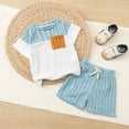 thumbnail image 2 of newwalpole Baby Boy Clothes Toddler Boys Summer Outfits Short Sleeve Pockets Patchwork T-Shirts Elastic Waist Shorts Set 12M-5T Light Blue for Size 2-3 Years, 2 of 7