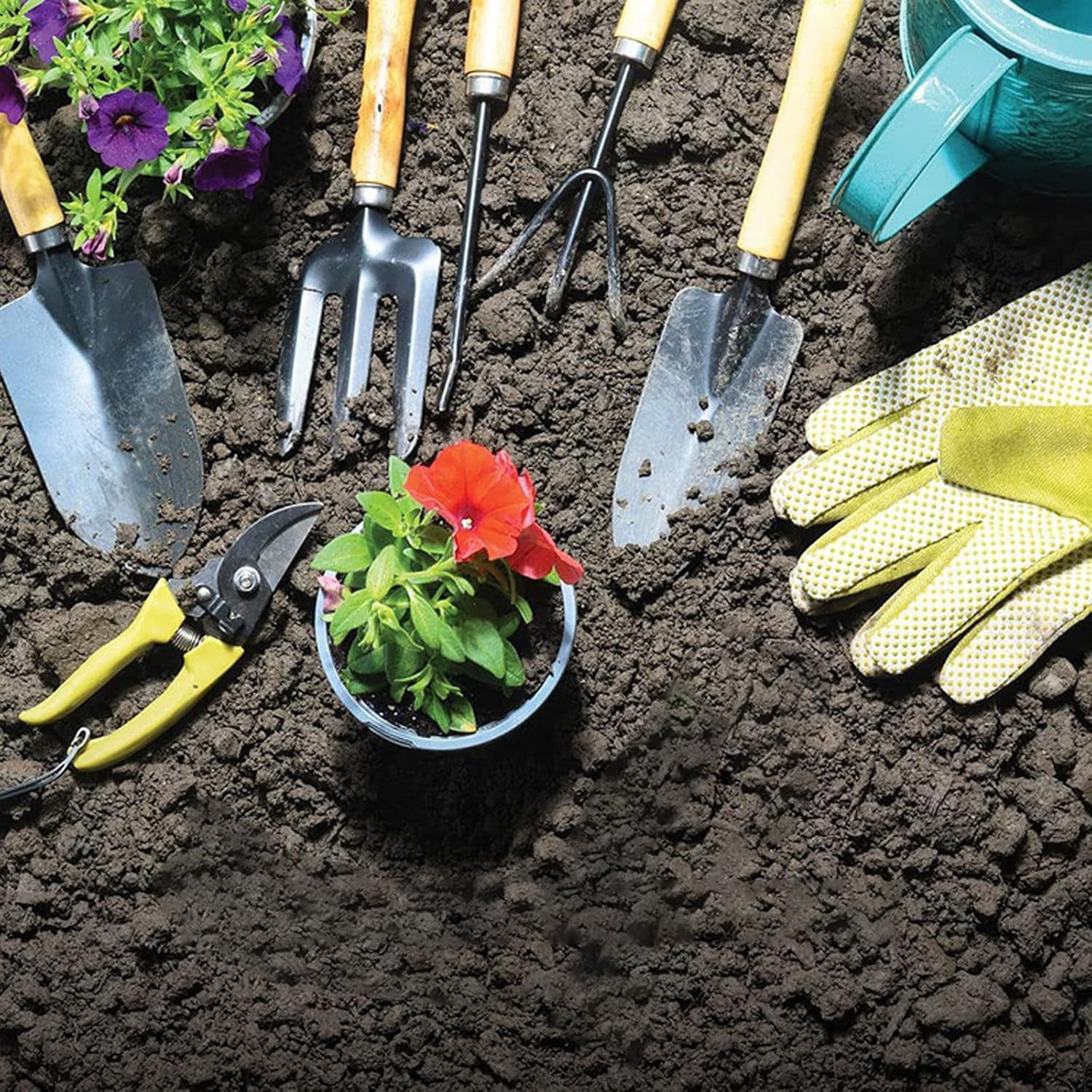Gardening Hand Tools - 9-Piece Planting Equipment Kit, Multifunctional Planting Equipment, Outdoor Plant ing Accessories,for Digging Garden Lawn Backyard Trimming Pruning Weeding