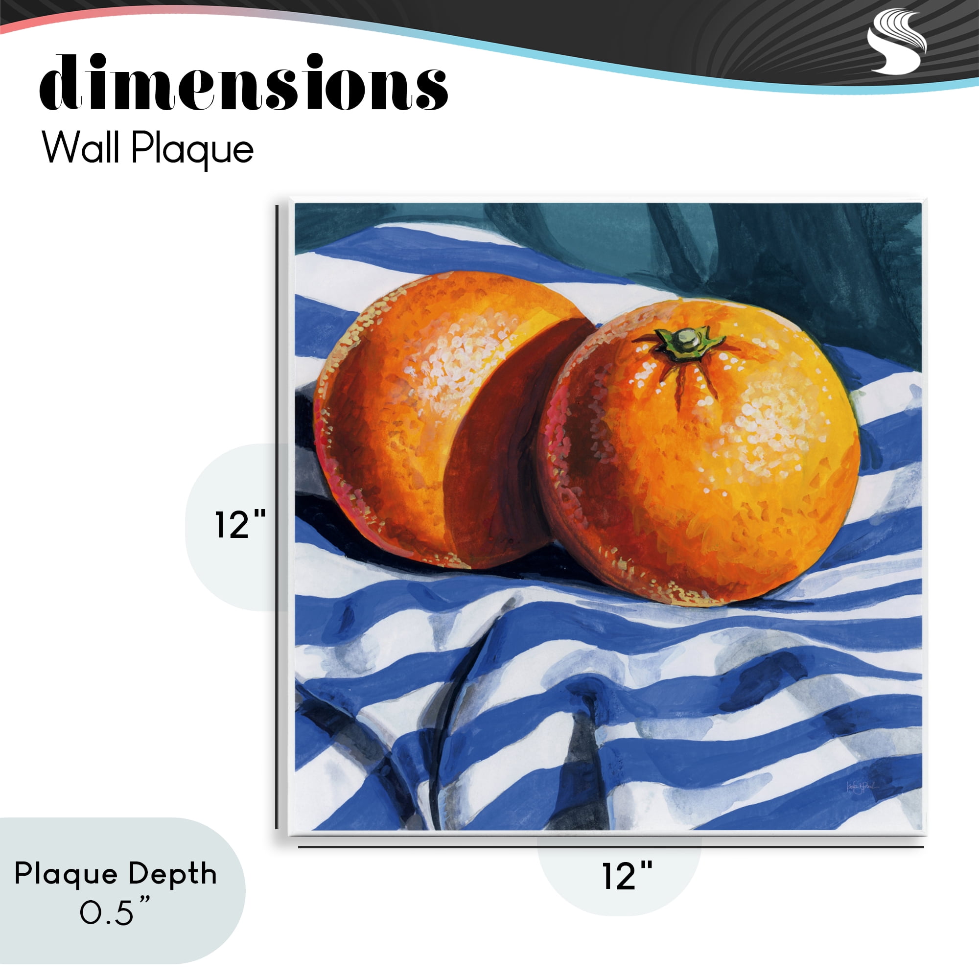 Stupell Industries Oranges On Striped Cloth Wall Plaque Art, design by Kate Jarvik Birch