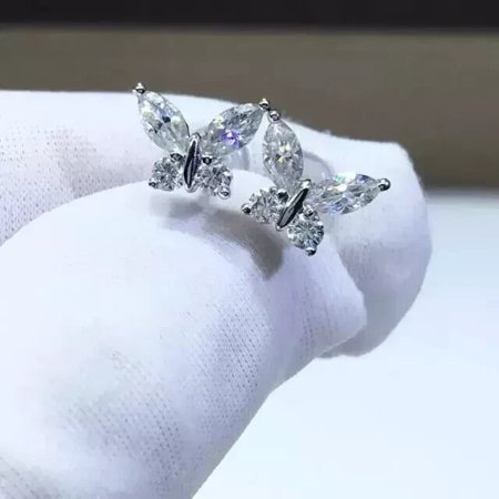 Shop Now 2.00Ct Marquise Cut Lab Created Diamond Stud Earring's Solid 14K White Gold Plated Silver