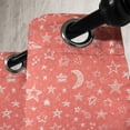 thumbnail image 3 of Ambesonne Coral Grommet Curtain, Moon and Stars Space, 50" x 72", Coral White, 3 of 6