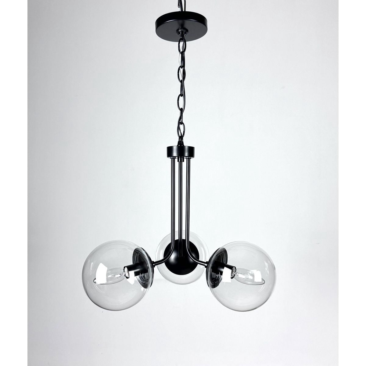 Avec 3-Light Contemporary Metal Matte Black Chandelier