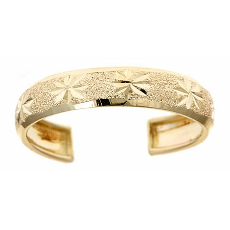 10kt Solid Yellow Gold Adjustable Toe Ring In a Diamond-Cut