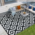 thumbnail image 3 of Geetinfly 9*18FT Area Rugs Area Rug Outdoor Plastic Checkered Rug Waterproof Outdoor Patio Rug Black and White, 3 of 8