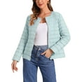 thumbnail image 1 of Chaqueta acolchada ligera para mujer INSPIRE CHIC, con botones, empacable, de manga larga, talla XS, color azul claro, 1 of 6