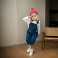thumbnail image 2 of RUTAYY Children Girls Boys Pants Denim Shoulder Jumpsuits Classic Versatile Pants, Blue, 5-6 Years, 2 of 4