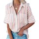 thumbnail image 1 of Sonducket Camisa de mujer Media manga Raya Raya Blusa Bolsillos Botón Blusa Bolsillos Botón Cuello en V Top Prendas para la parte del cuerpo Naranja L Sonducket AP003125-13, 1 of 6