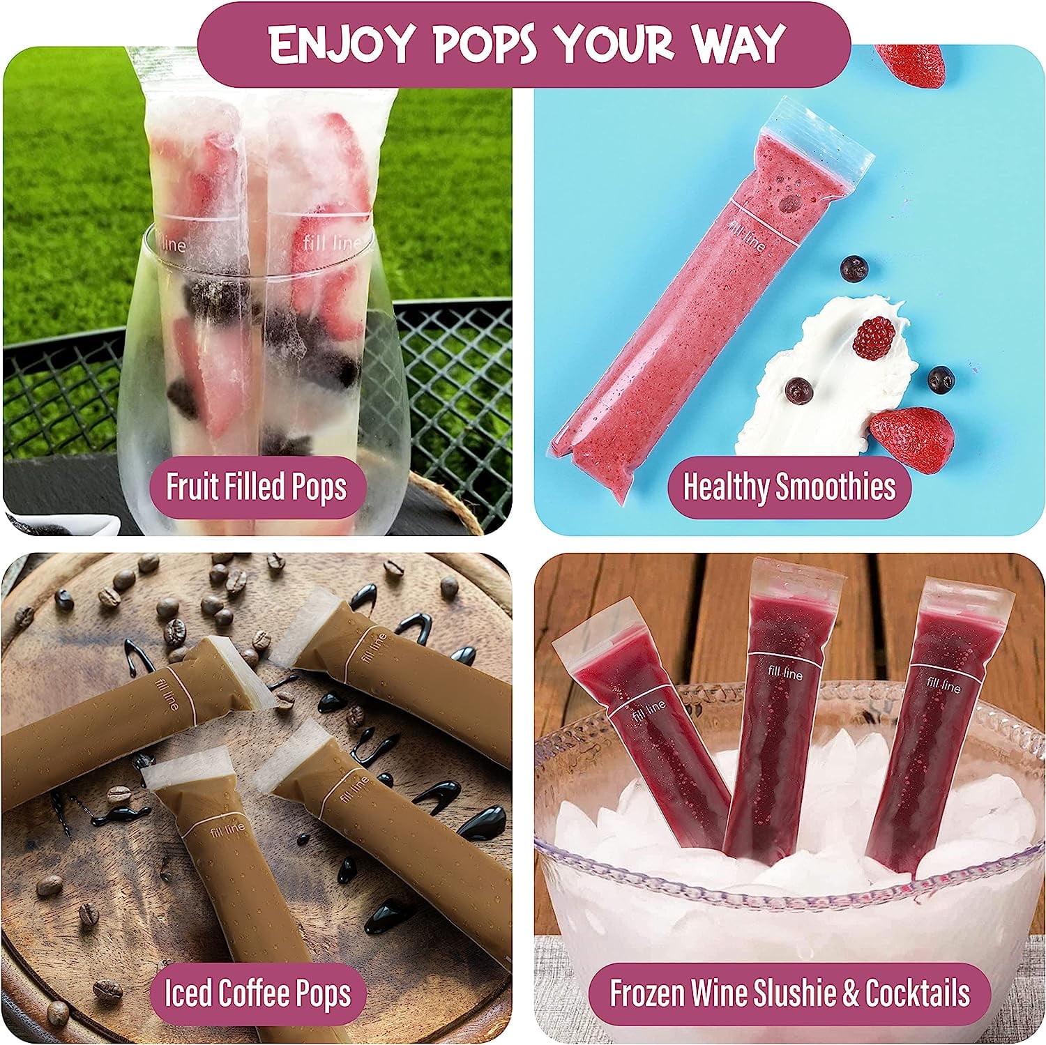 Fymlhomi 125 BPA Free Disposable Popsicle Bags | Freezer