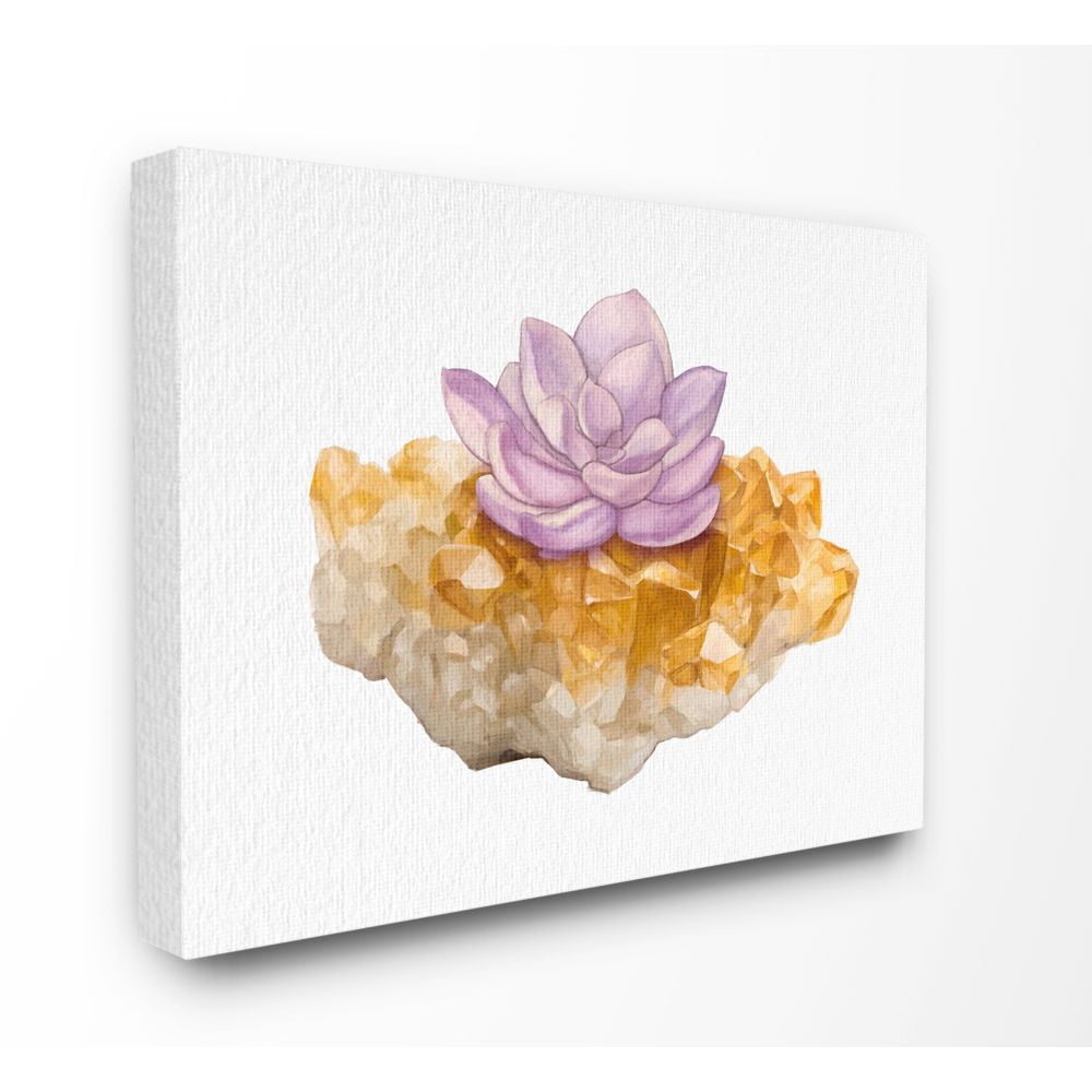Stupell Industries Succulent Crystal Flower Purple Orange Watercolor Painting Canvas Wall Art by Ziwei Li