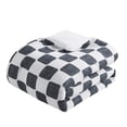 thumbnail image 6 of Twin/Twin XL Comforter Set, 2 Shams and 2 Throw Pillows, 5 Pieces Checkered Print All Season Warmth, Black+ White, 6 of 9