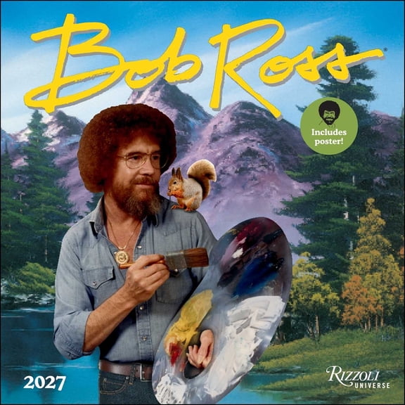 Bob Ross 2027 Wall Calendar with Poster, (Paperback)