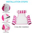 thumbnail image 4 of Paquete de 2 tumbonas de agua para piscina, flotador inflable para piscina, hamaca multiusos para piscina y fila de hamacas de agua (rayas azul oscuro + rojo rosa), 4 of 5