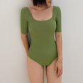 thumbnail image 2 of Hinvhai Womens swimsuits ,Women's Backless Solid Print One Piece Swimsuit Bikini Green L(L), 2 of 2