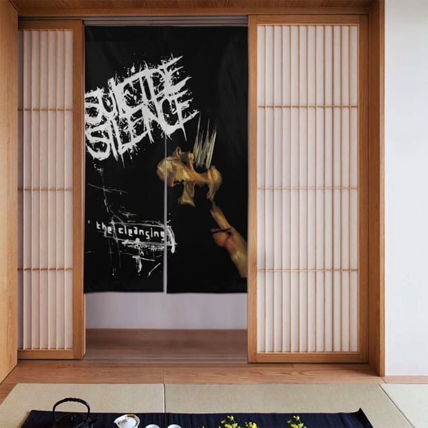 Cortina de puerta semiopaca con patrón de patchwork de dos piezas Suicide Silence, cortinas opacas decorativas para dormitorio, sala de estar, decoración de habitación de niños, 34 x 56 pulgadas,