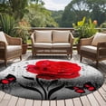 thumbnail image 4 of Round Area Rug 5 Ft, Valentine's Day Washable Non-Slip Circle Carpet for Living Room/Bedroom, Red Rose Floral Watercolor Butterfly Flowers Low-Profile Runner Mats Collection Rugs for Indoor, 4 of 8